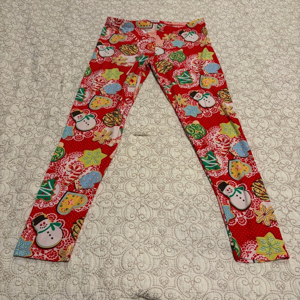 Full Circle Trends Women’s Festive Christmas Red Patterned Leggings Size Large